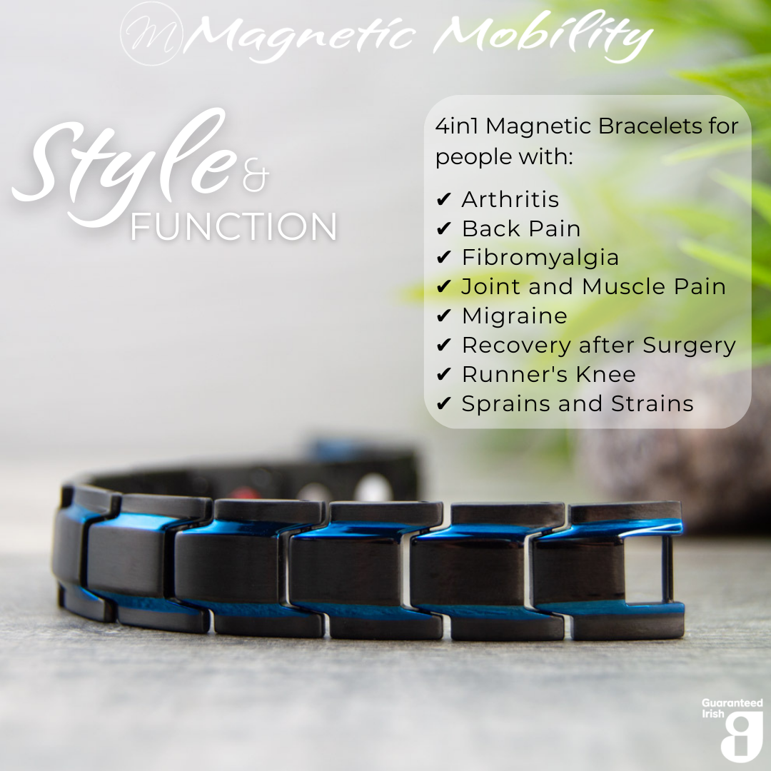 Close-up view of Alexanders Sky Magnetic Bracelet highlighting style and pain relief features - Magnetic Mobility