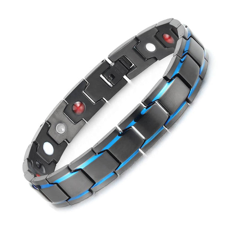 Alexanders Sky 4in1 Magnetic Bracelet with blue accents for arthritis, back pain, fibromyalgia, and more - Magnetic Mobility