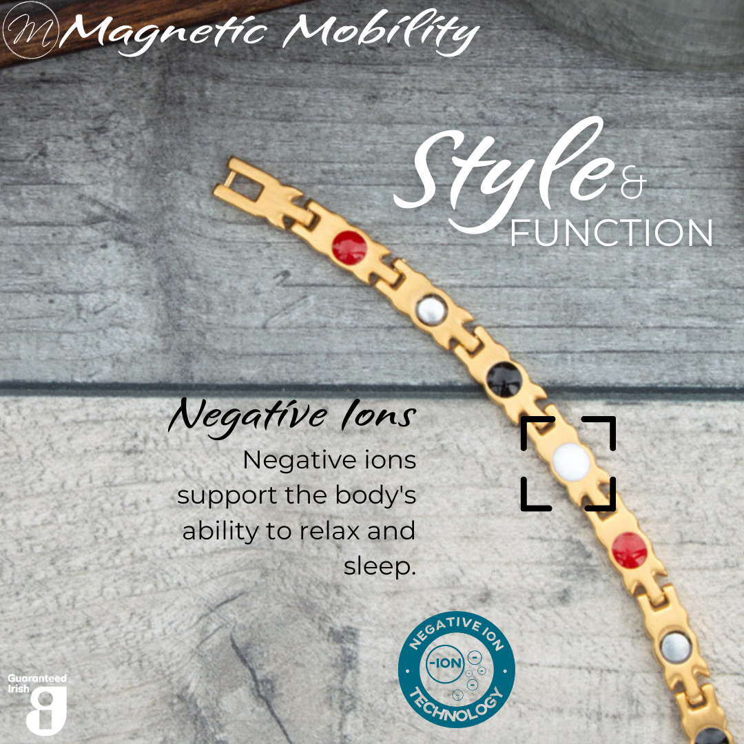 Meadowsweet Sun 4in1 Magnetic Bracelet with Negative Ions technology, supporting the body's ability to relax and sleep.