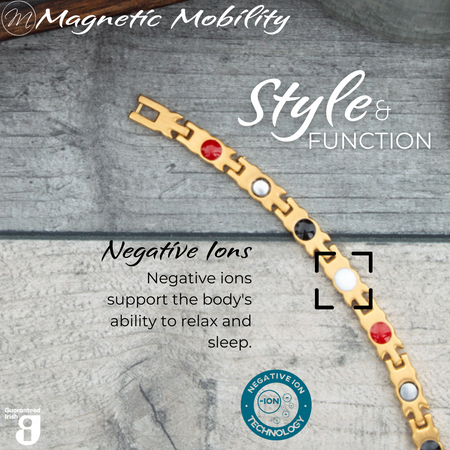 Meadowsweet Sun 4in1 Magnetic Bracelet with Negative Ions technology, supporting the body's ability to relax and sleep.