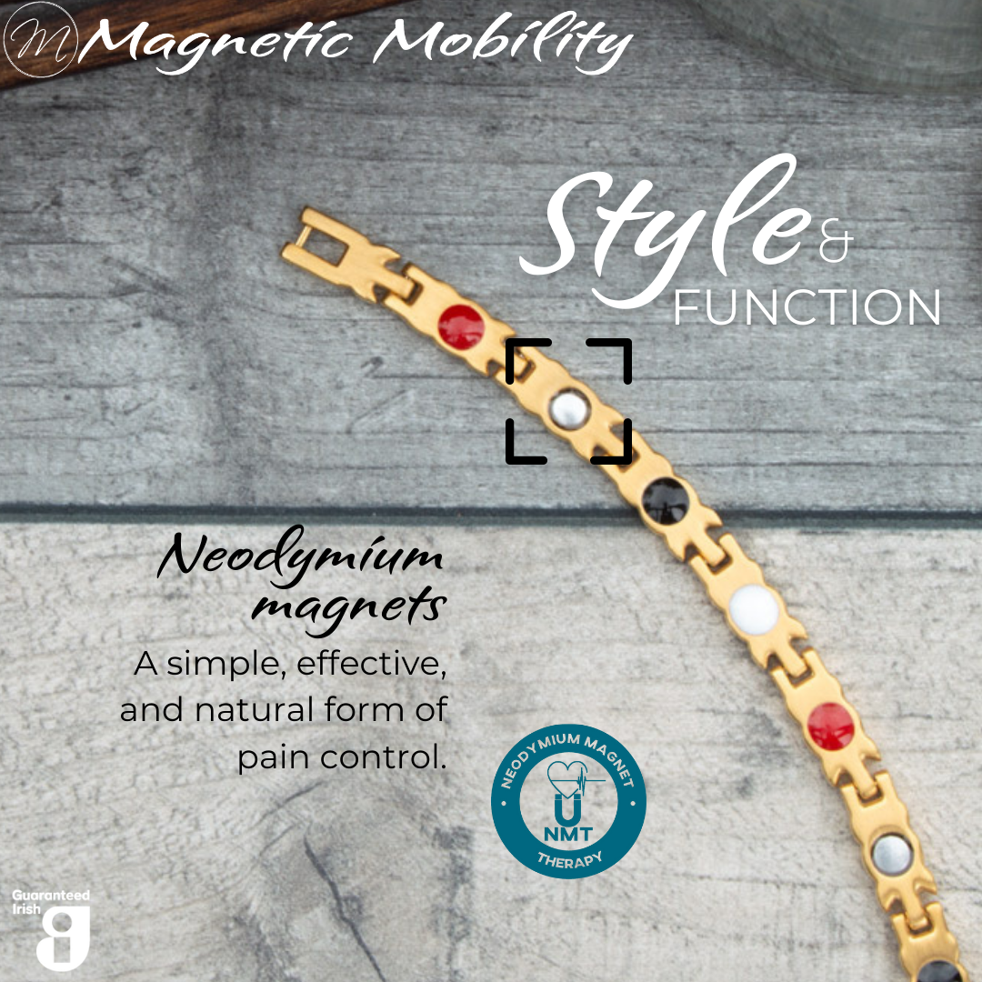 Meadowsweet Sun 4in1 Magnetic Bracelet with Neodymium magnets, providing a simple and natural form of pain control.