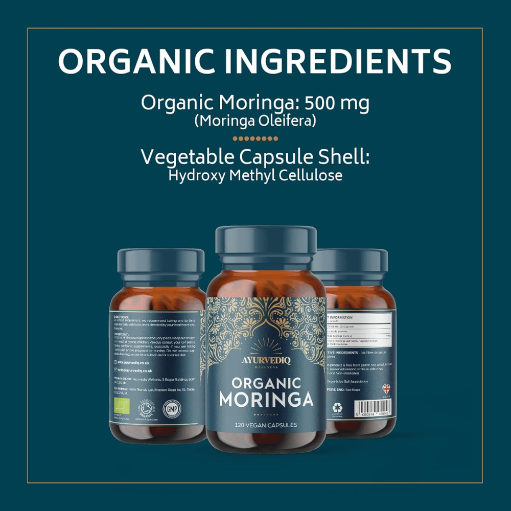 Ayurvediq Wellness Organic Moringa Capsules 120 Caps- Lillys Pharmacy and Health Store