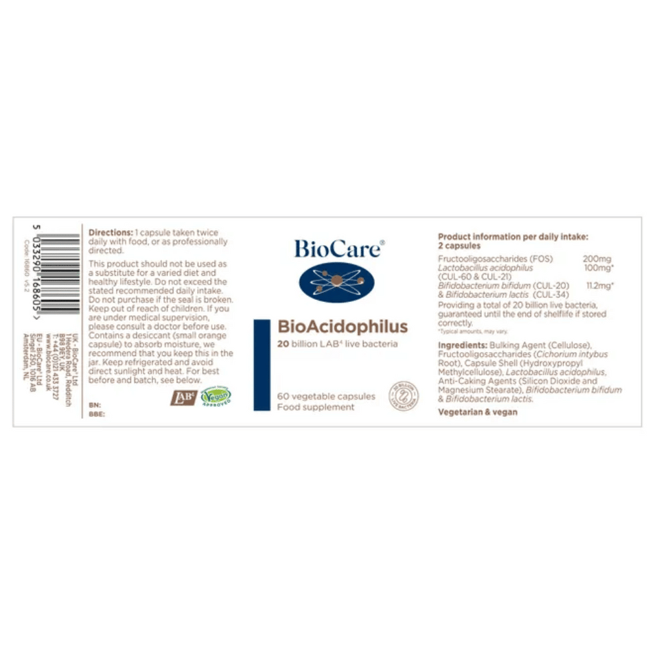 BioCare BioAcidophilus 60 Capsules- Lillys Pharmacy and Health Store