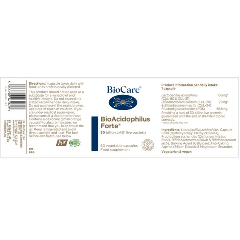 BioCare BioAcidophilus Forte 60 Caps- Lillys Pharmacy and Health Store