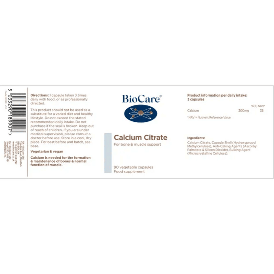 BioCare Calcium Citrate 90 Caps- Lillys Pharmacy and Health Store