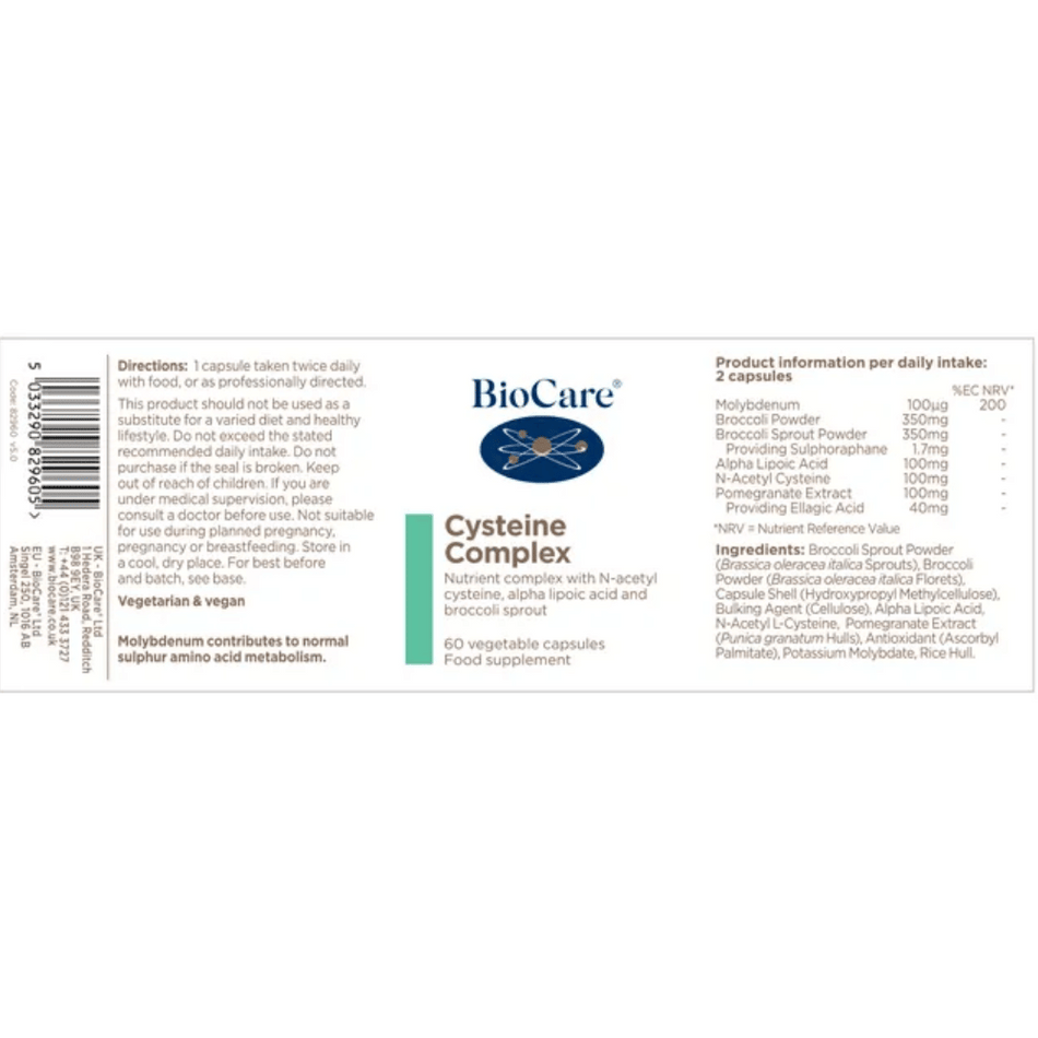 BioCare Cysteine Complex 60 Capsules- Lillys Pharmacy and Health Store