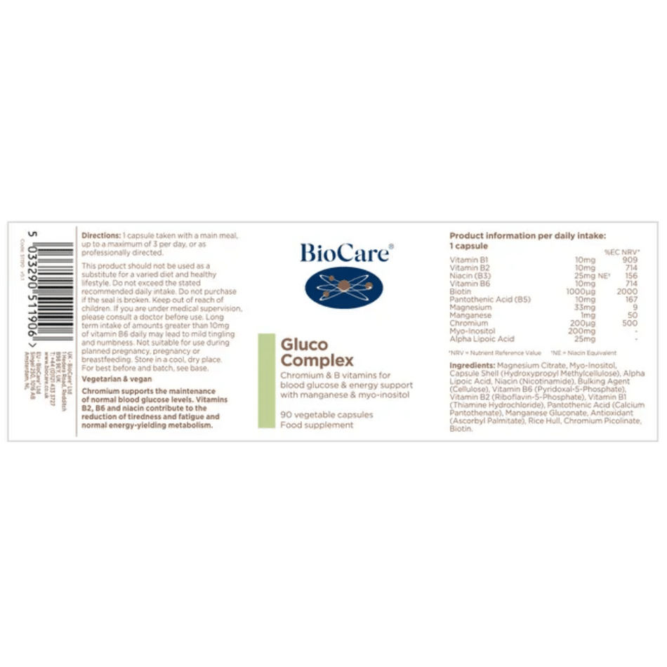 BioCare Gluco Complex 90 Capsules- Lillys Pharmacy and Health Store