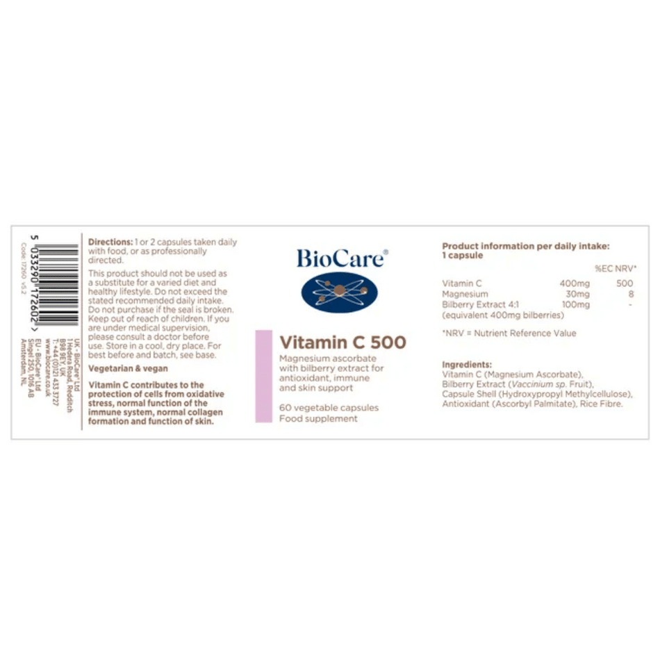 BioCare Vitamin C 500 60 Caps- Lillys Pharmacy and Health Store