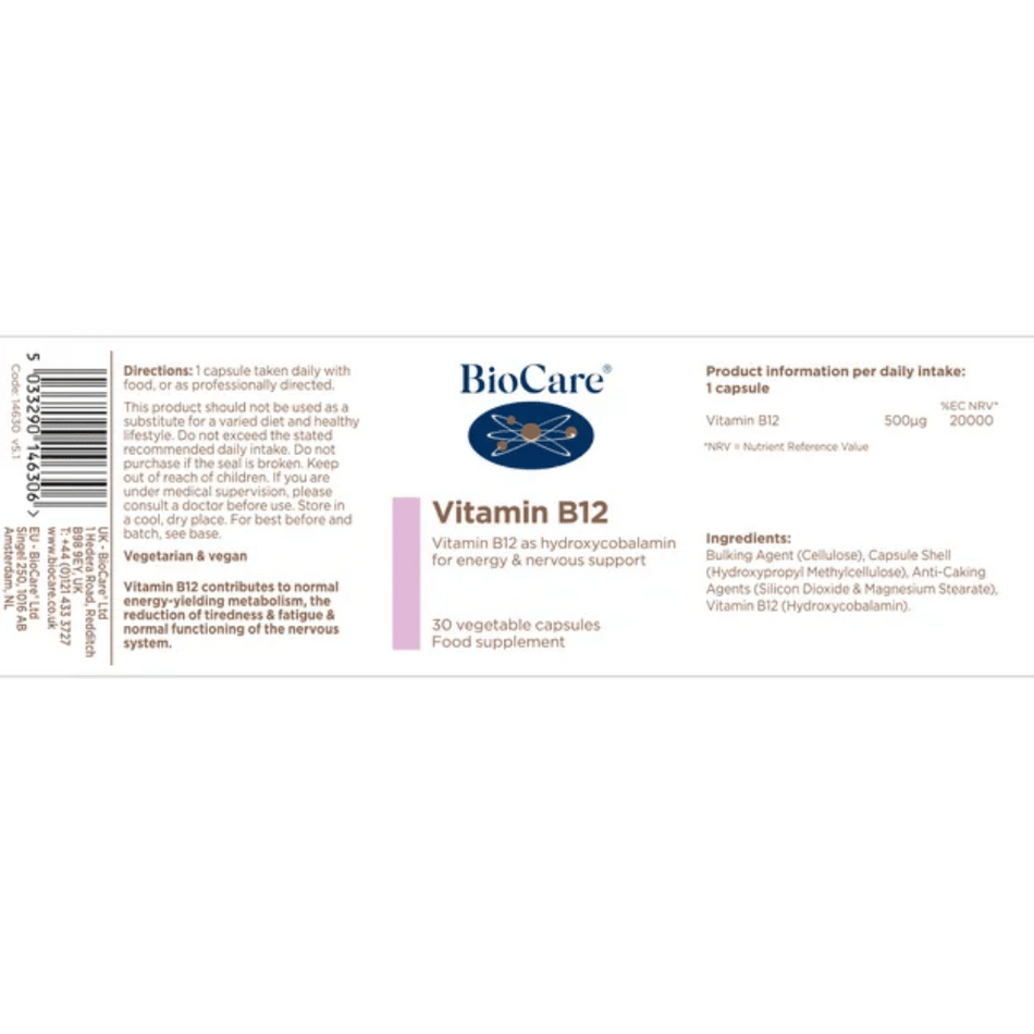 Biocare Vitamin B12 30 Tablets- Lillys Pharmacy and Health Store