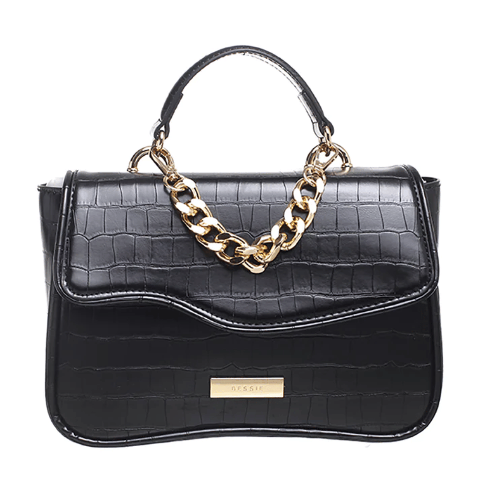 Croc print Crossbody Bag Black- Lillys Pharmacy and Health Store