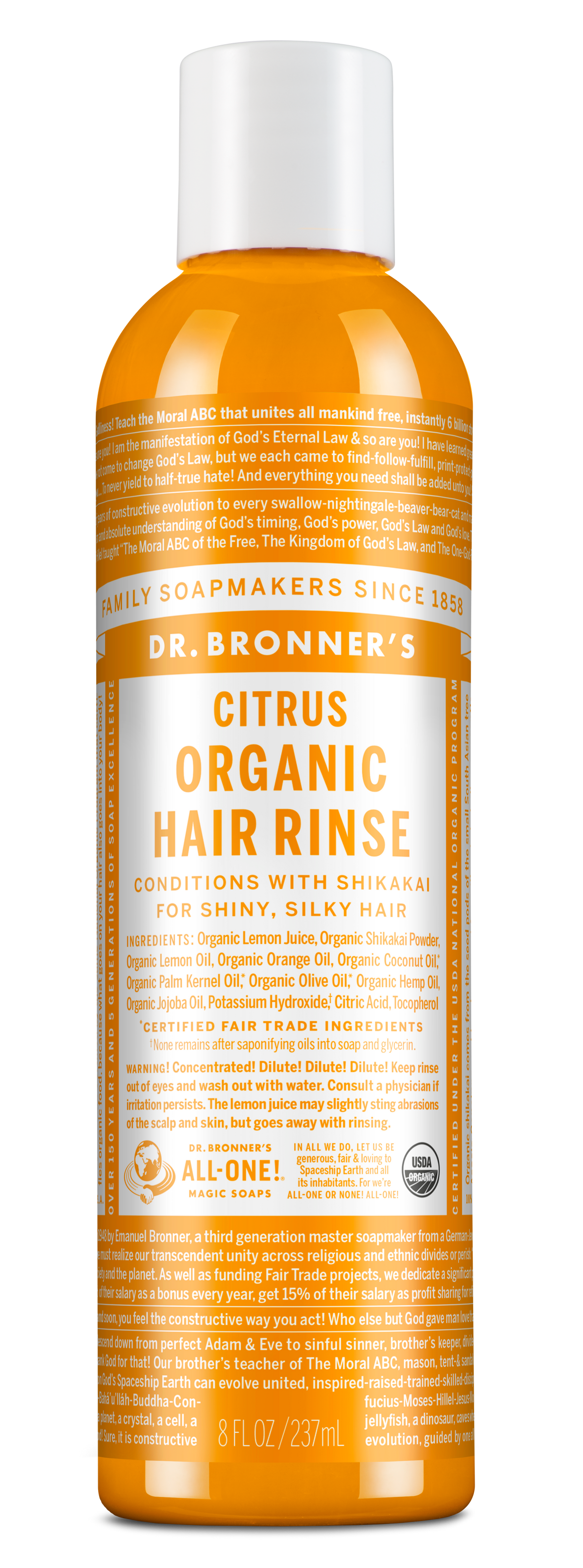 Dr. Bronner's Organic Hair Rinse - Citrus - 8oz- Lillys Pharmacy and Health Store