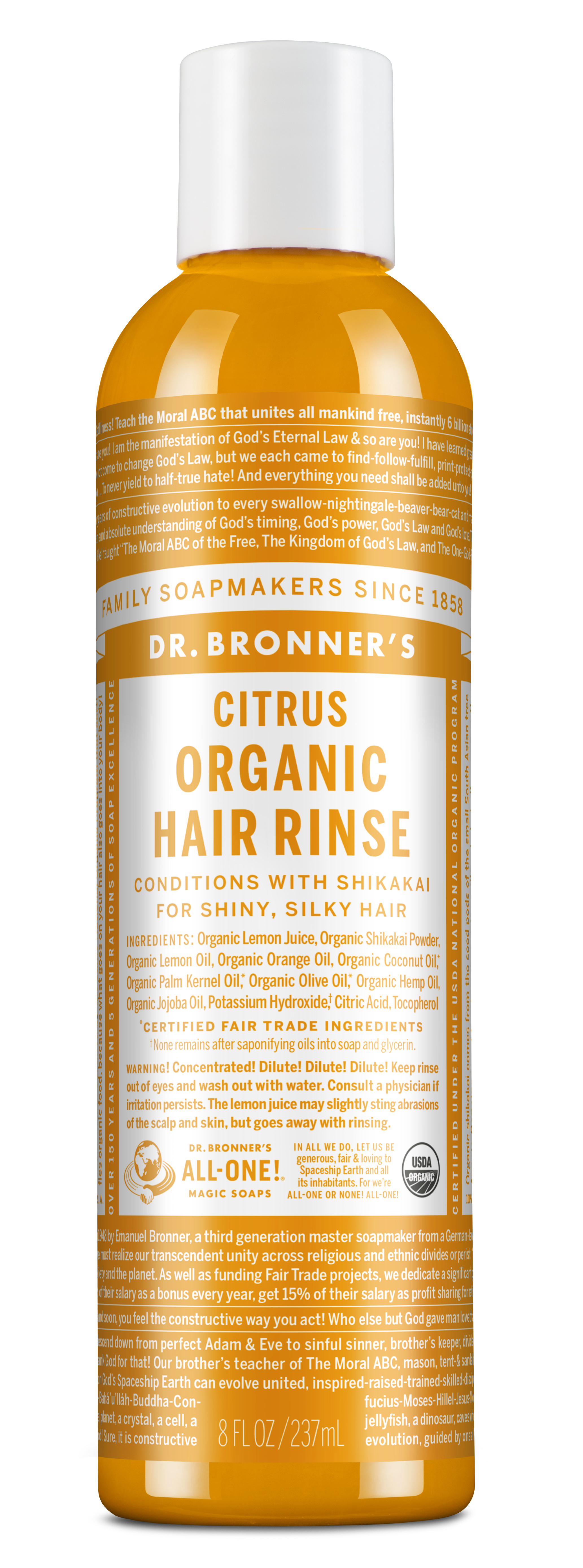 Dr. Bronner's Organic Hair Rinse - Citrus - 8oz- Lillys Pharmacy and Health Store