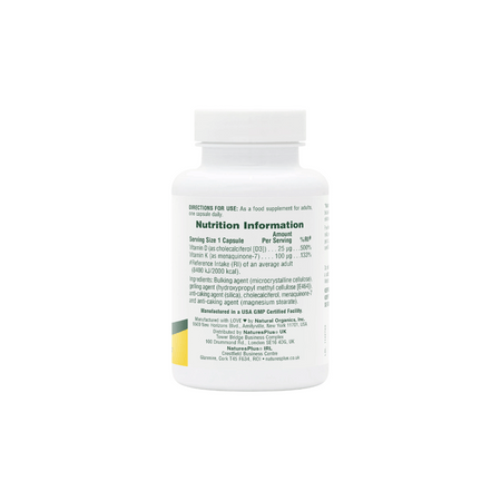 NaturesPlus Vitamin D3 1000 IU/Vitamin K2 100 mcg Capsules 90's- Lillys Pharmacy and Health Store