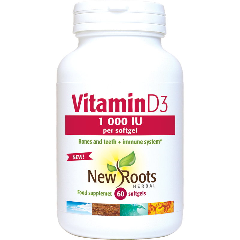 New Roots Vitamin D3 1 000 IU 60 Softgels- Lillys Pharmacy and Health Store