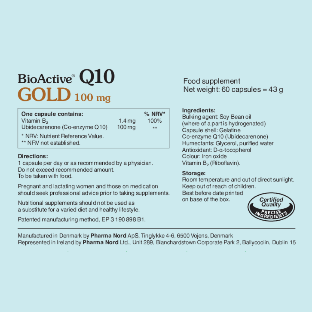 Pharma Nord BioActive Q10 Gold 100mg 60 Capsules- Lillys Pharmacy and Health Store