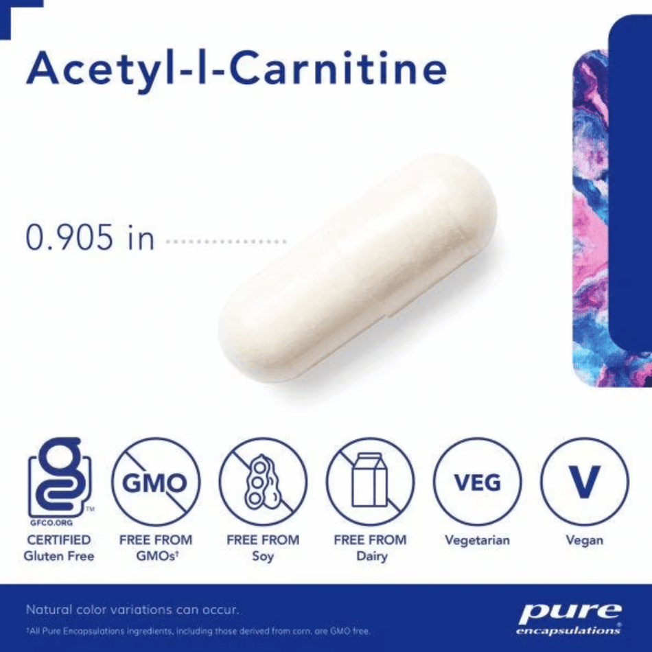 Pure Encapsulations Acetyl-L-Carnitine 500 mg 60's- Lillys Pharmacy and Health Store