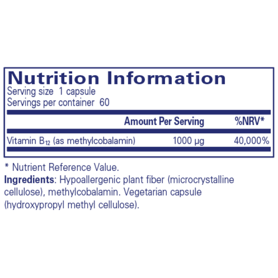 Pure Encapsulations B12 (methylcobalamin) 60's- Lillys Pharmacy and Health Store