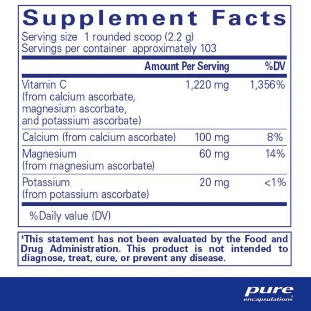 Pure Encapsulations Buffered Ascorbic Acid Powder 227g- Lillys Pharmacy and Health Store