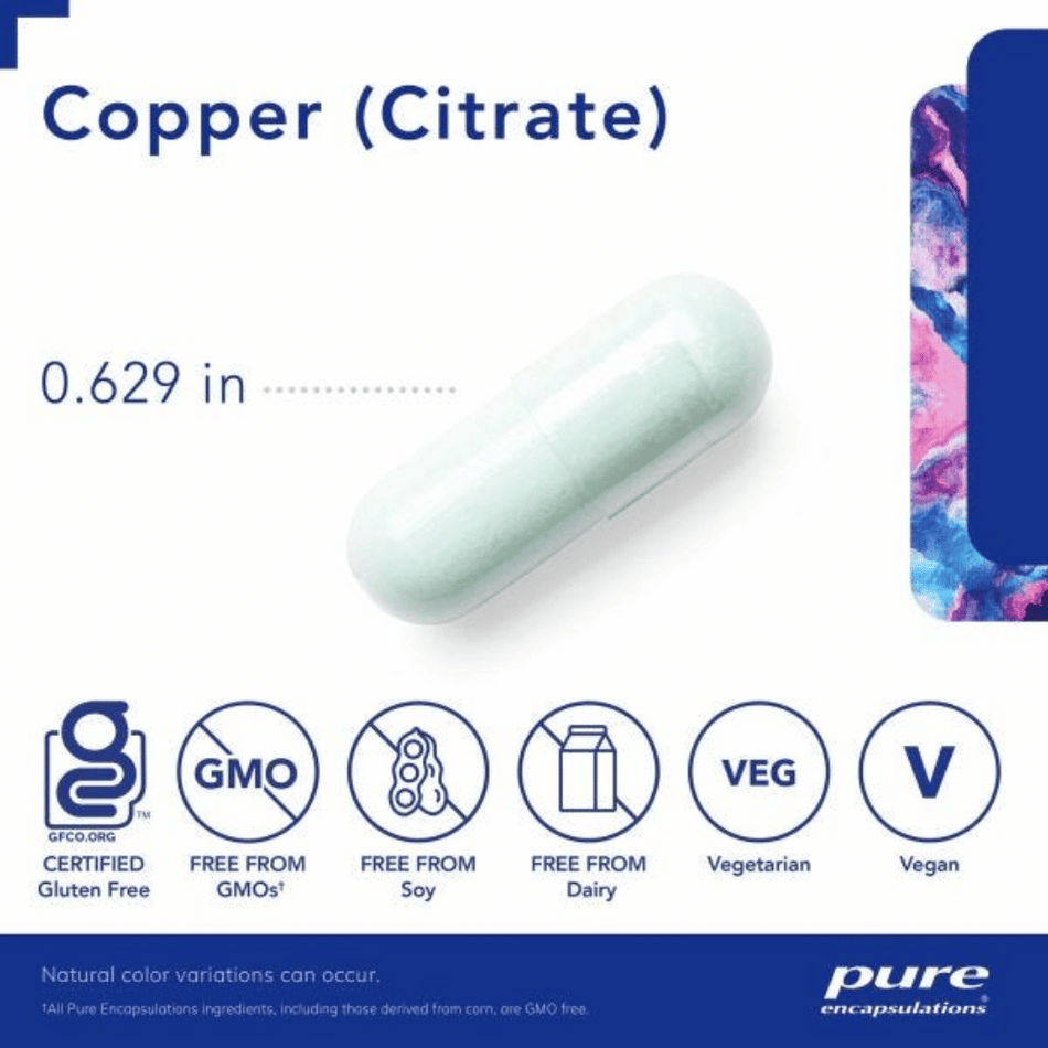 Pure Encapsulations Copper (citrate) 60's- Lillys Pharmacy and Health Store