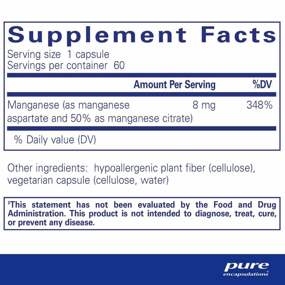 Pure Encapsulations Manganese 60's- Lillys Pharmacy and Health Store