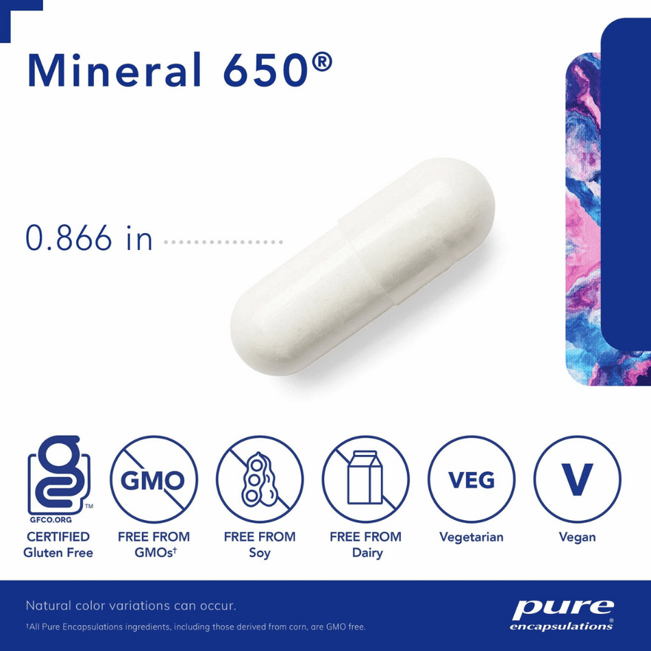 Pure Encapsulations Mineral 650A 180's- Lillys Pharmacy and Health Store