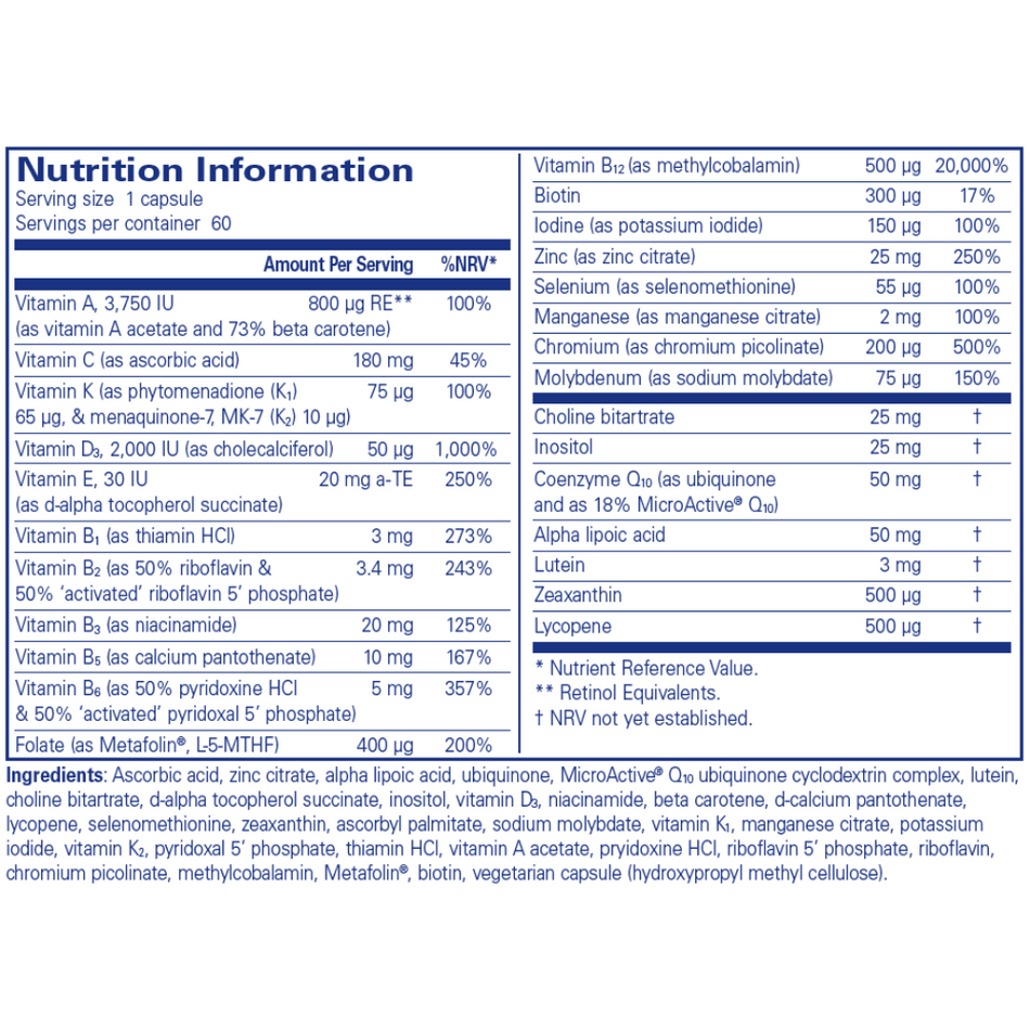 Pure Encapsulations O.N.E. Multivitamin 60's- Lillys Pharmacy and Health Store