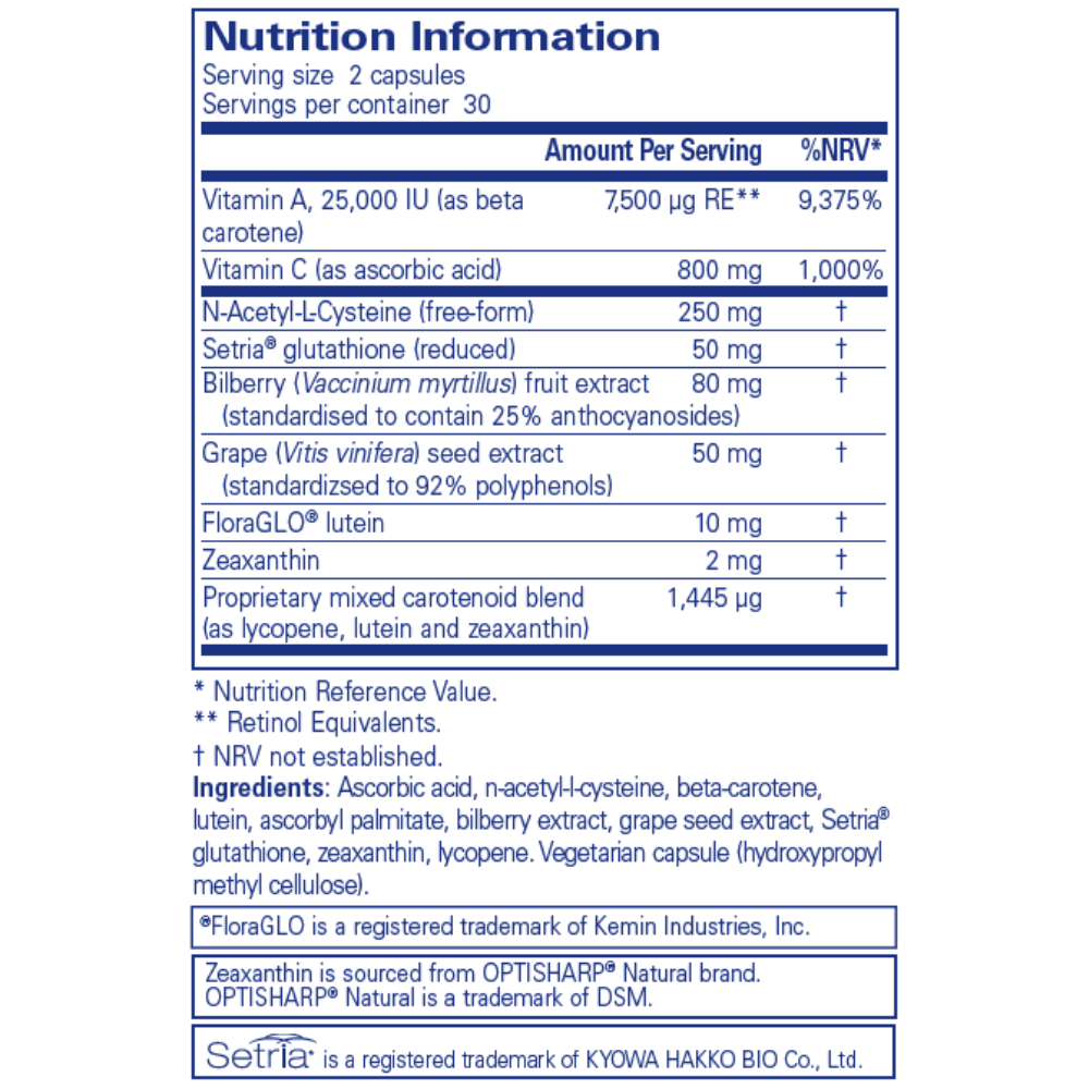 Pure Encapsulations Vision Support Formula 60's- Lillys Pharmacy and Health Store