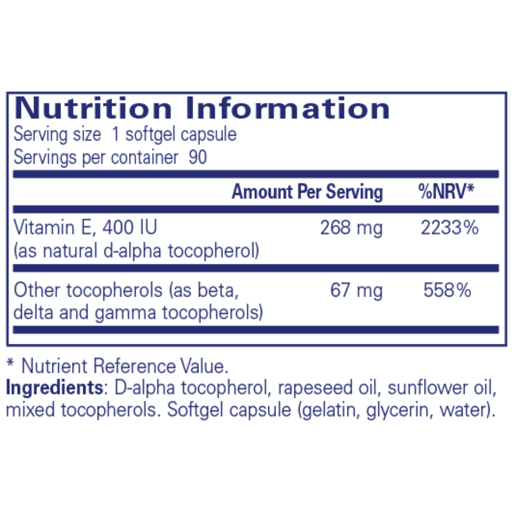 Pure Encapsulations Vitamin E (mixed tocopherols) 90's- Lillys Pharmacy and Health Store