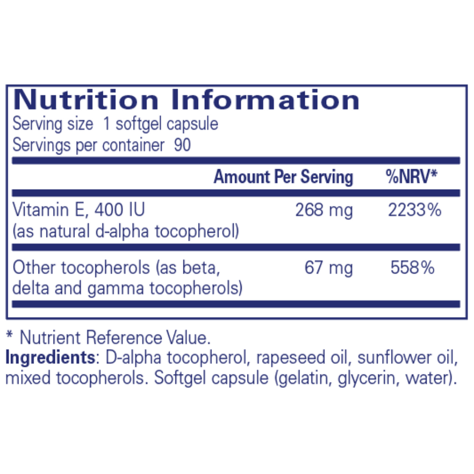 Pure Encapsulations Vitamin E (mixed tocopherols) 90's- Lillys Pharmacy and Health Store