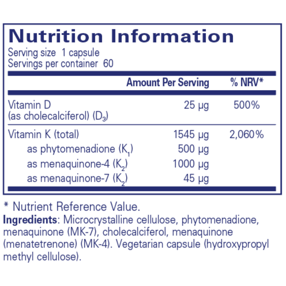 Pure Encapsulations Vitamin K with D3 60's- Lillys Pharmacy and Health Store