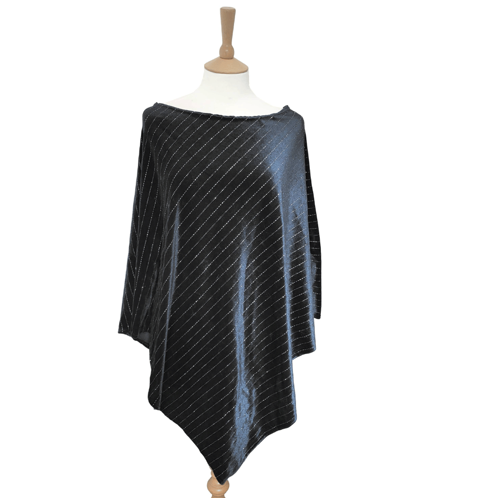 Sparkle Poncho - Diagonal Black- Lillys Pharmacy and Health Store