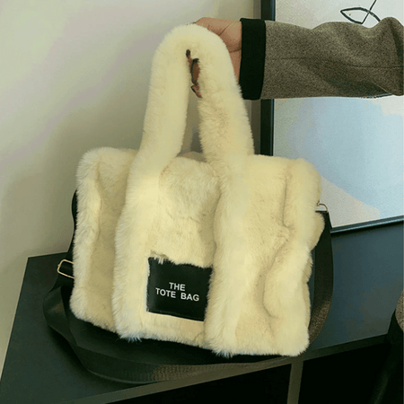 The Tote Bag - Large Faux Fur - Beige- Lillys Pharmacy and Health Store