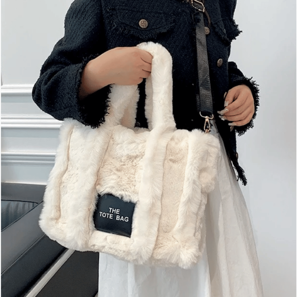 The Tote Bag - Large Faux Fur - Cream- Lillys Pharmacy and Health Store