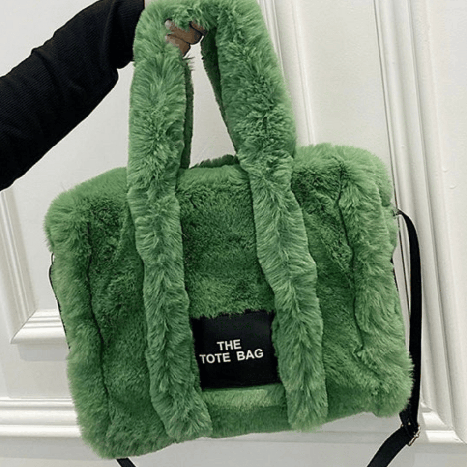 The Tote Bag - Large Faux Fur - Green- Lillys Pharmacy and Health Store