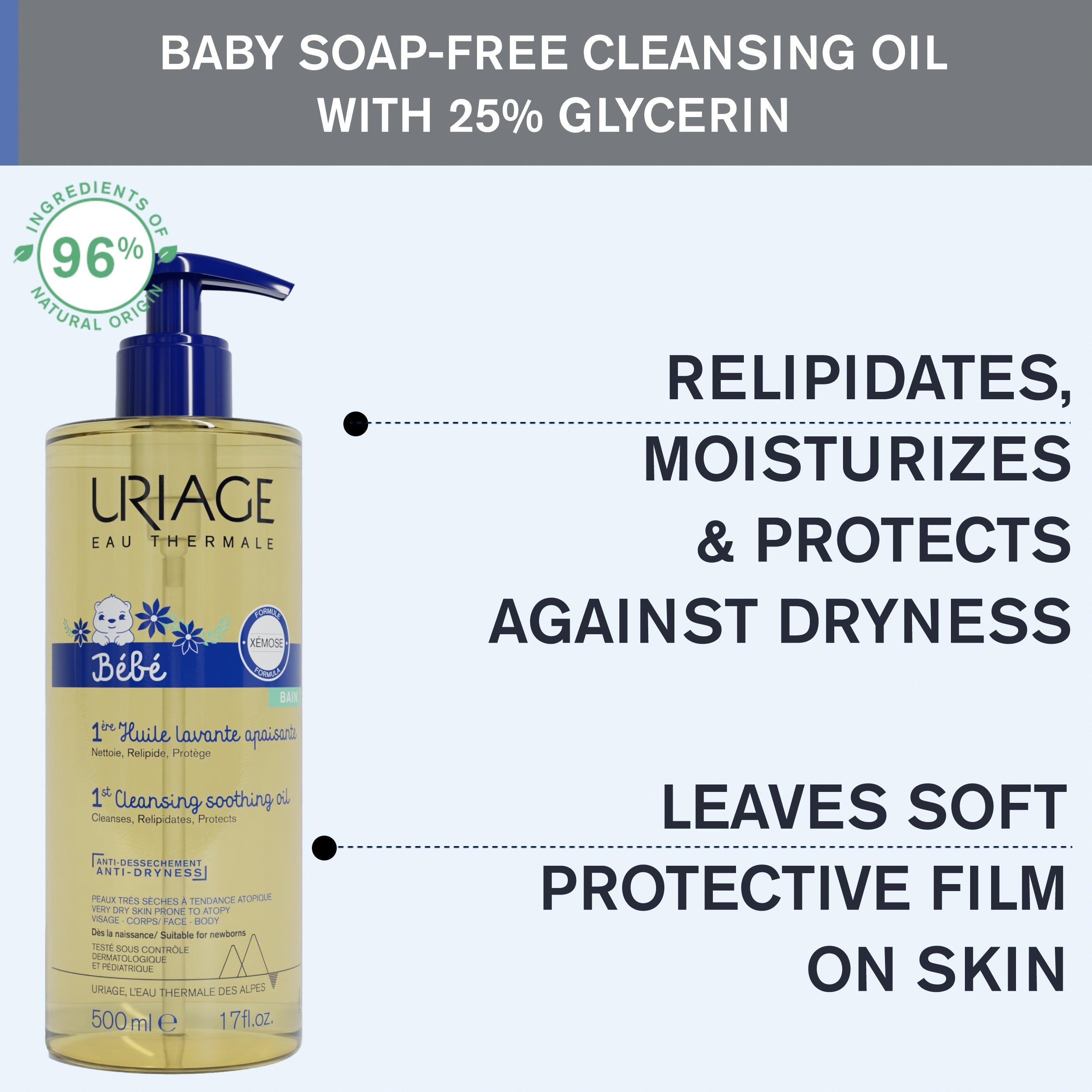 Uriage Baby's 1st Cleansing Oil 500ml- Lillys Pharmacy and Health Store