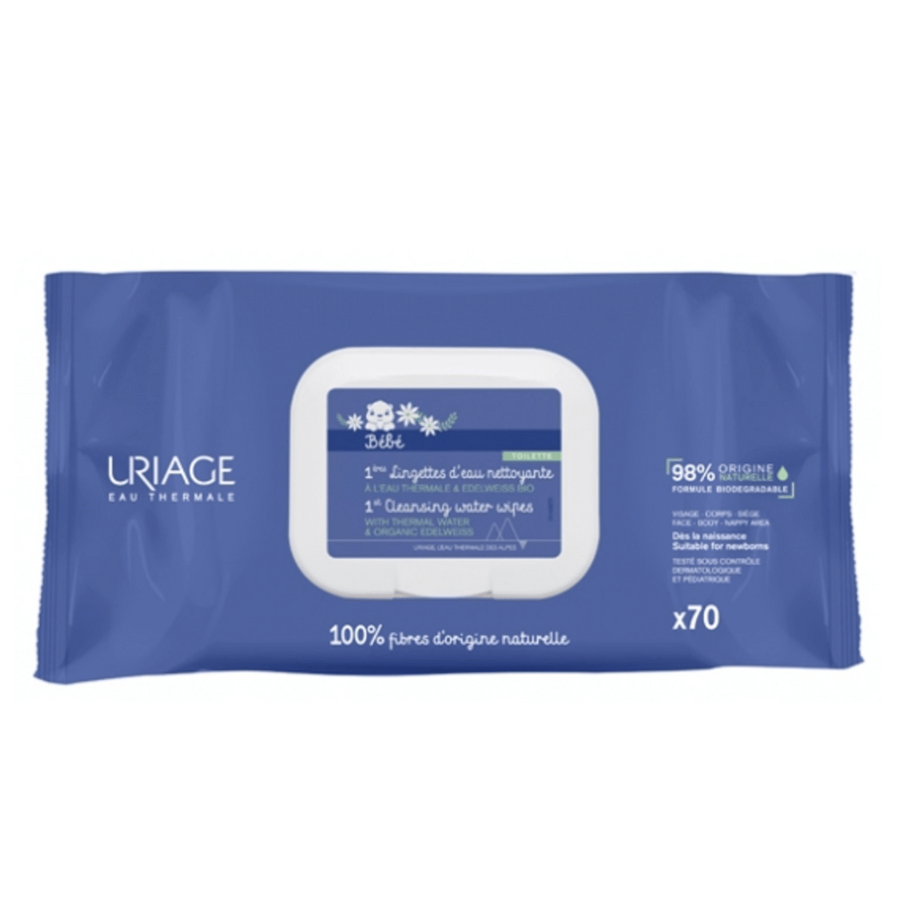 Uriage Baby's 1st Cleansing Thermal Water Wipes 70 Pack- Lillys Pharmacy and Health Store