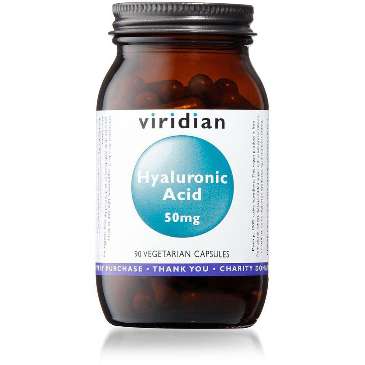 Viridian Hyaluronic Acid 50mg 90 Veg Caps- Lillys Pharmacy and Health Store