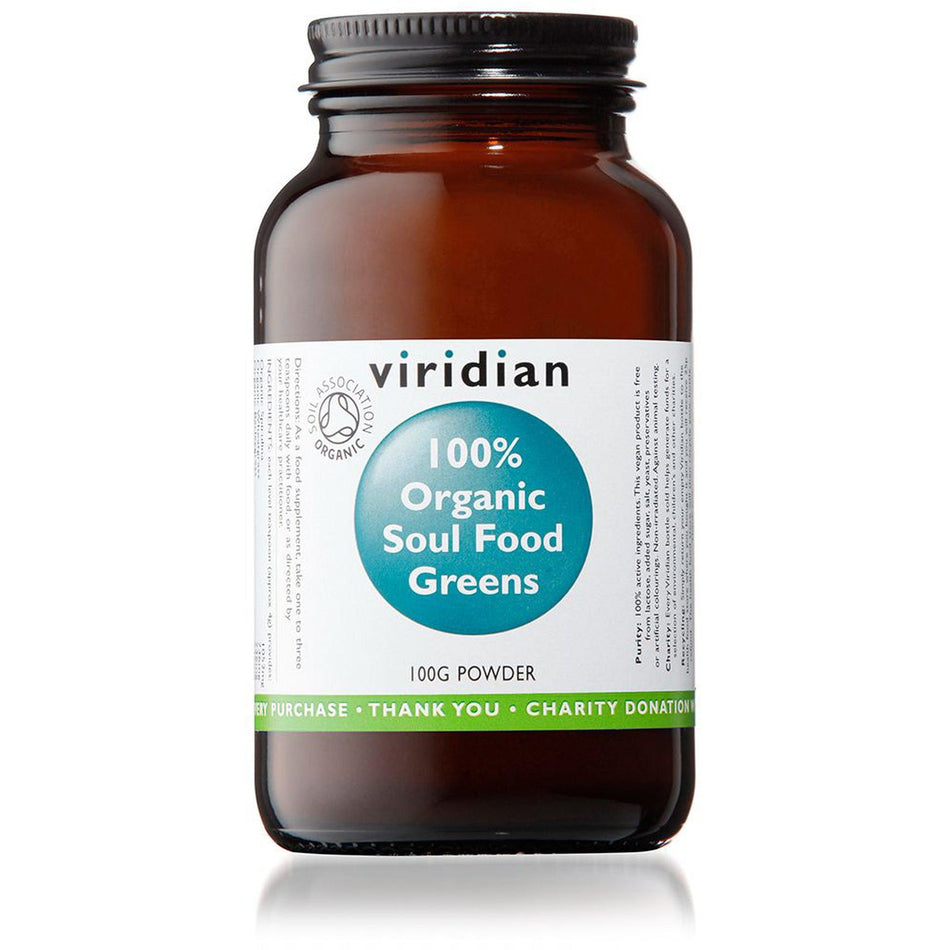 Viridian Organic Soul Food Greens Powder 100g- Lillys Pharmacy and Health Store